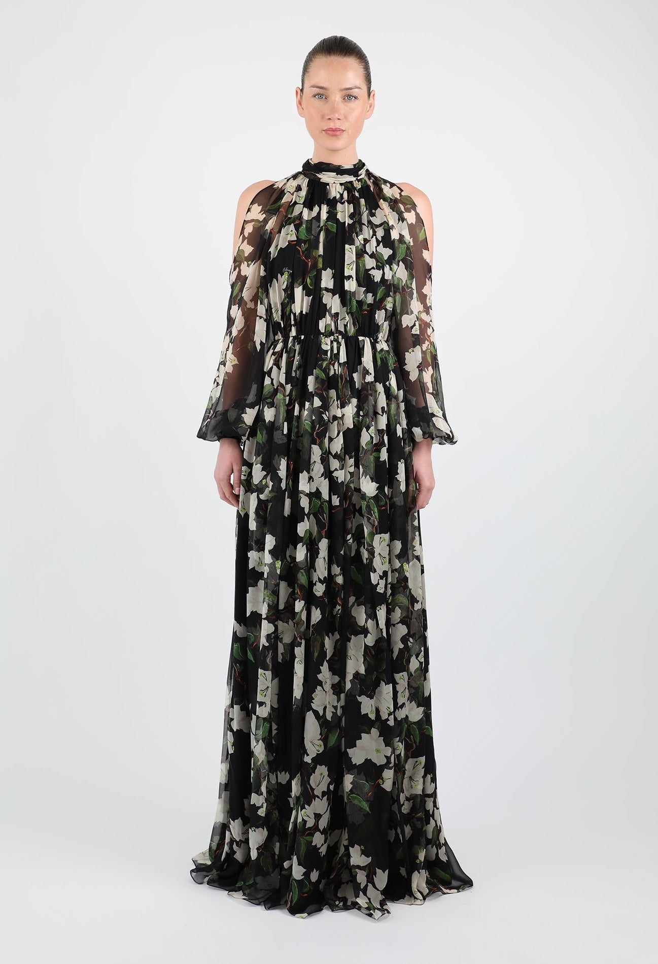 Silk Chiffon Bougainvillea Gown