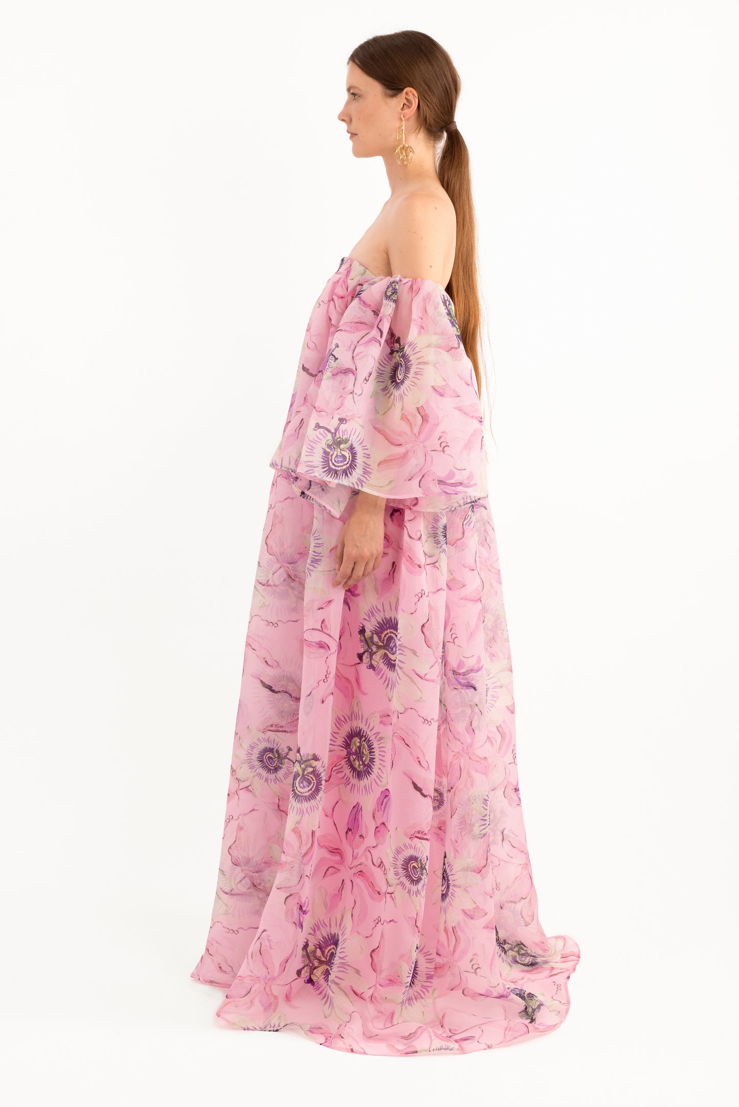 Off-Shoulder Silk-Blend Gazar Gown With Detachable Sleeves