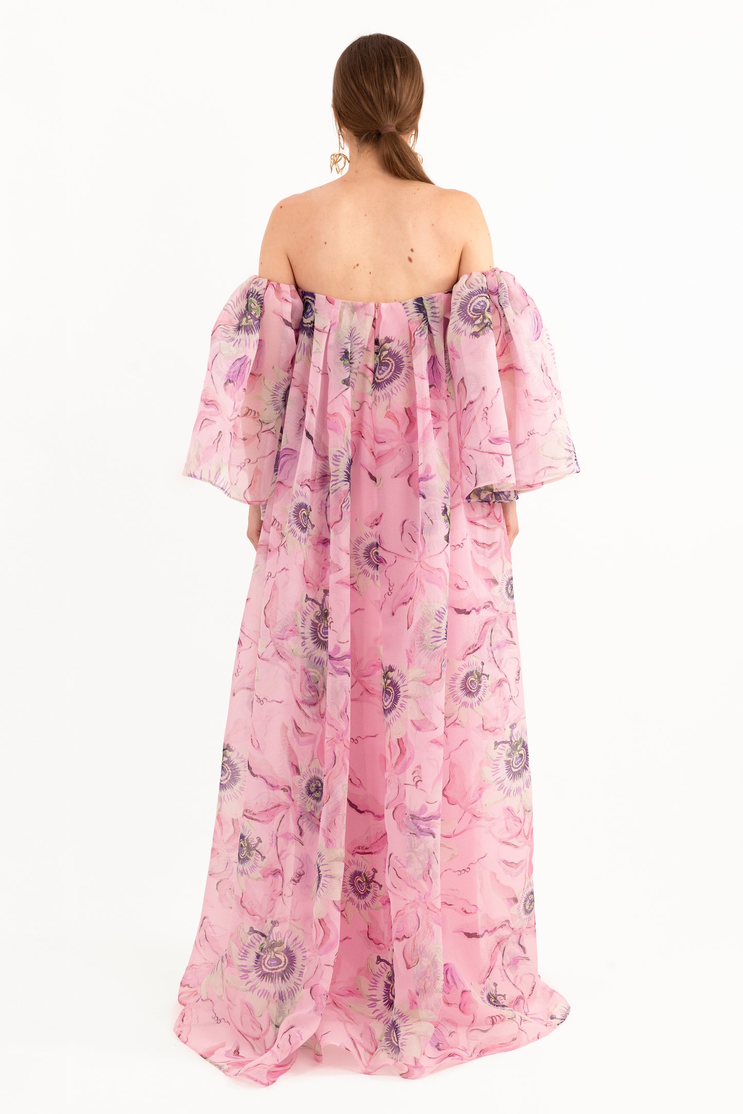 Off-Shoulder Silk-Blend Gazar Gown With Detachable Sleeves