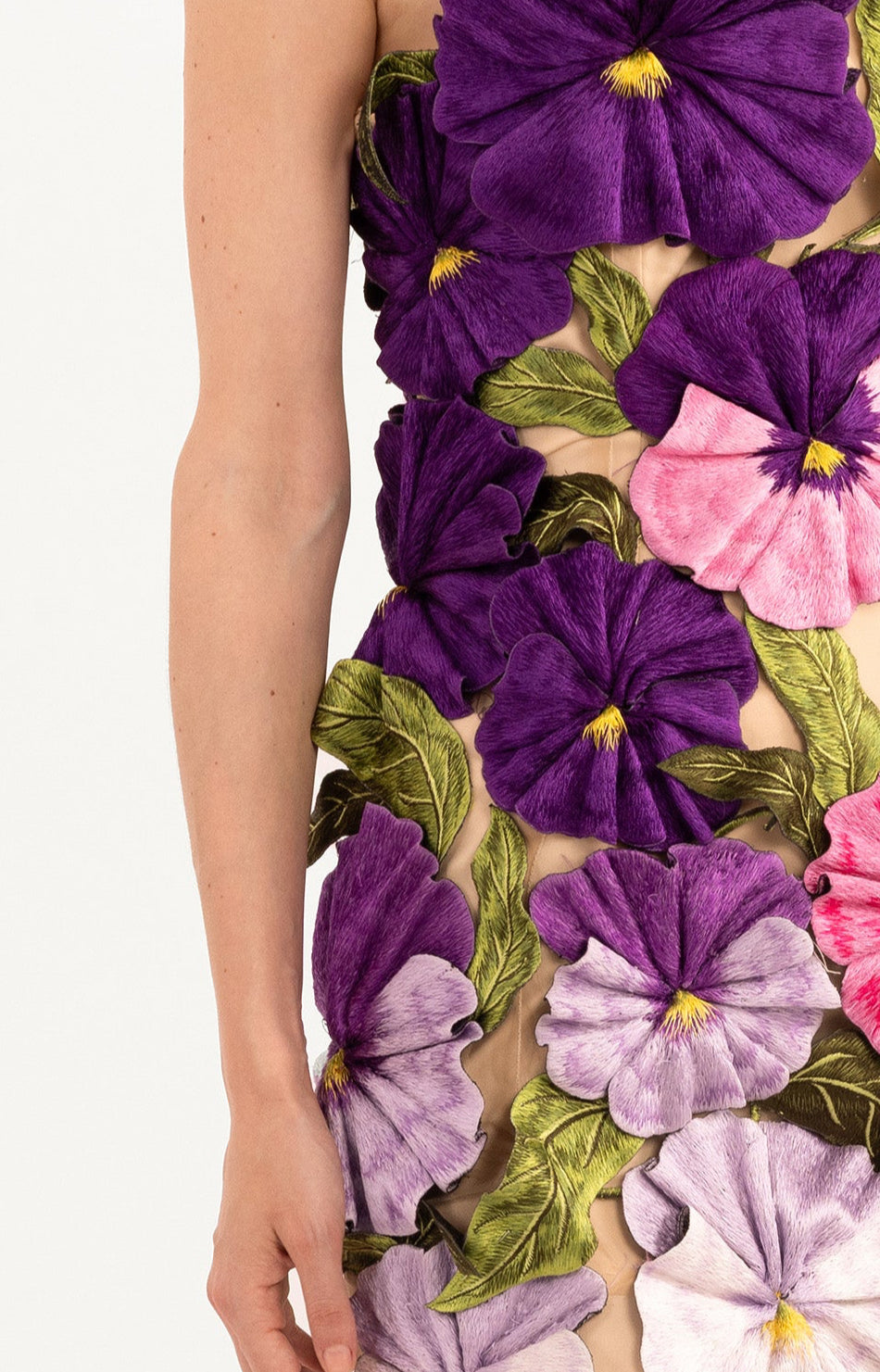 Pansy Strapless Embroidery Mini Dress