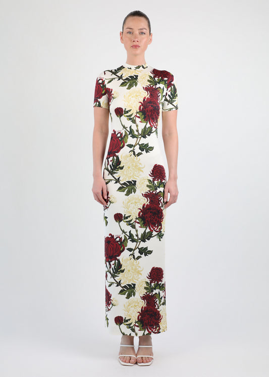 Chrysanthemum Long Jersey Dress