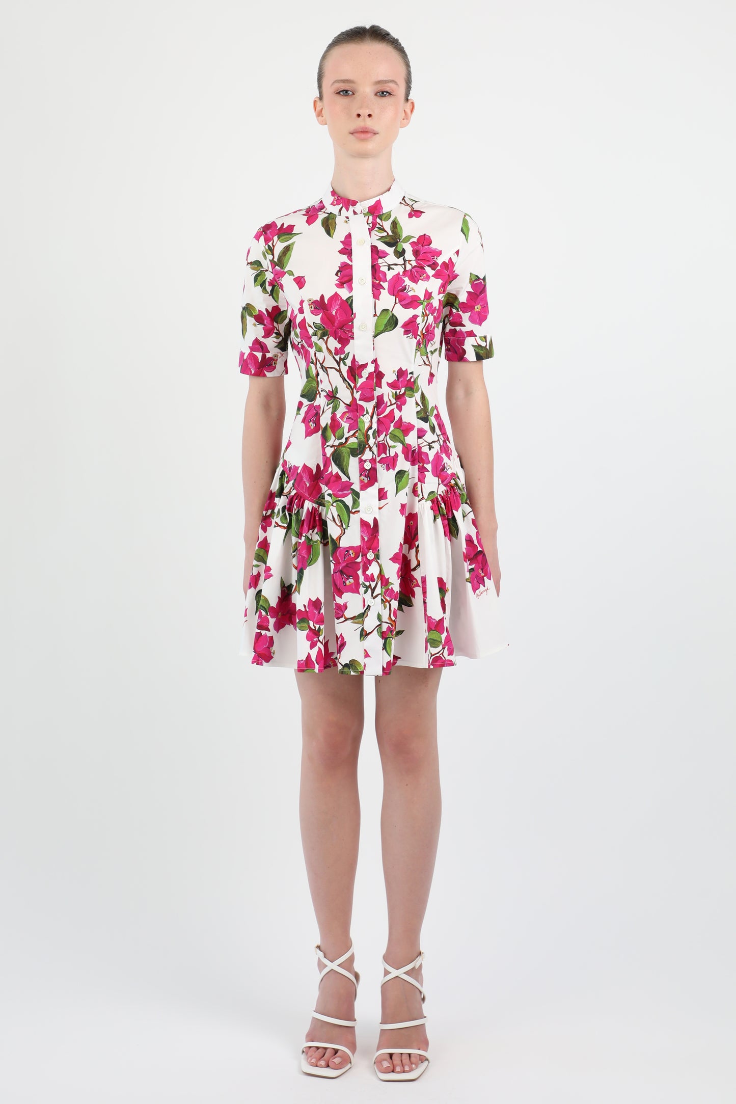 Bougainvillea Cotton Stretch Poplin Mini Dress