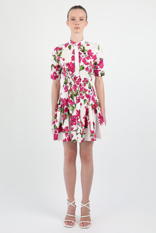 Bougainvillea Cotton Stretch Poplin Mini Dress