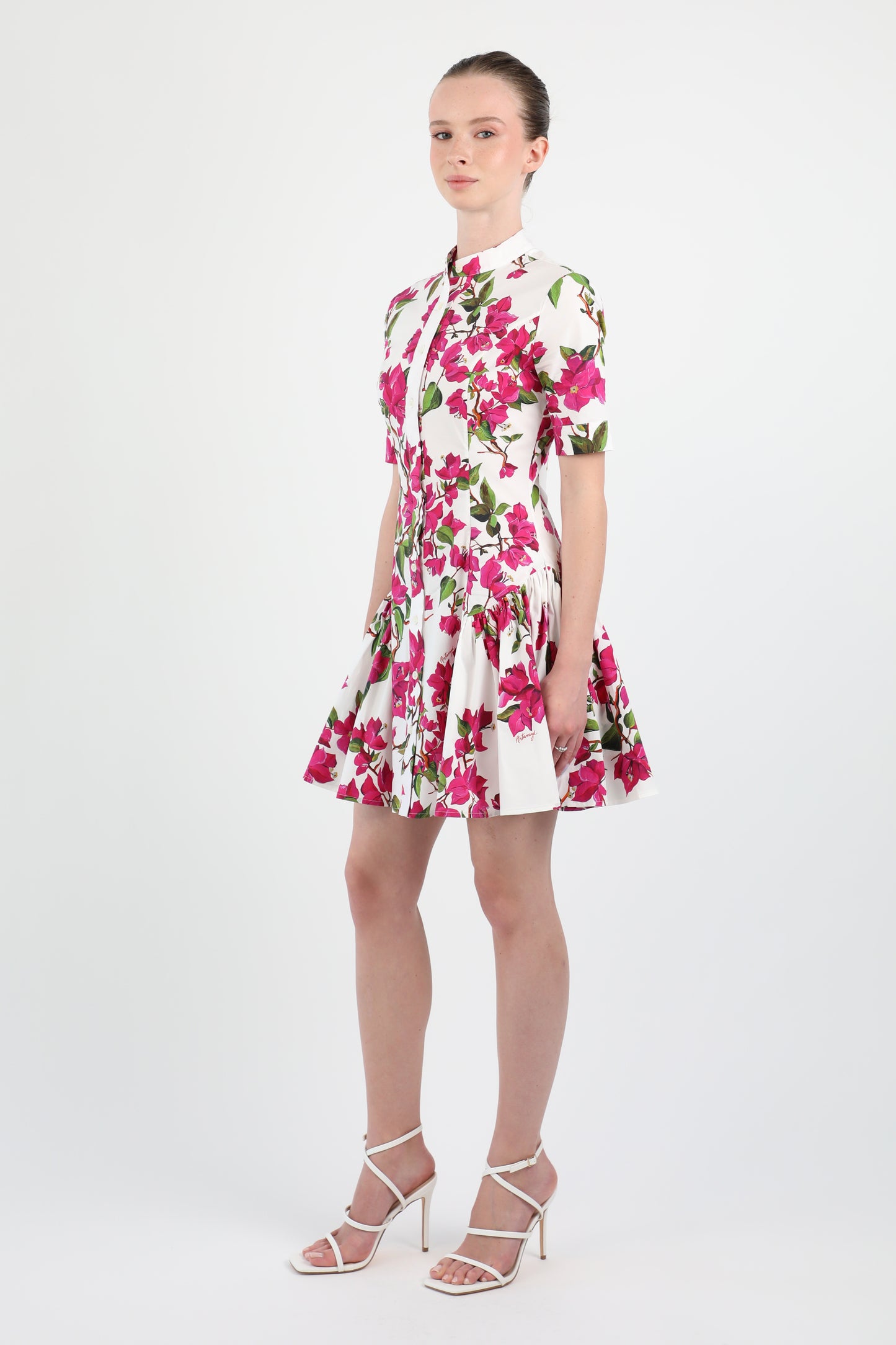 Bougainvillea Cotton Stretch Poplin Mini Dress
