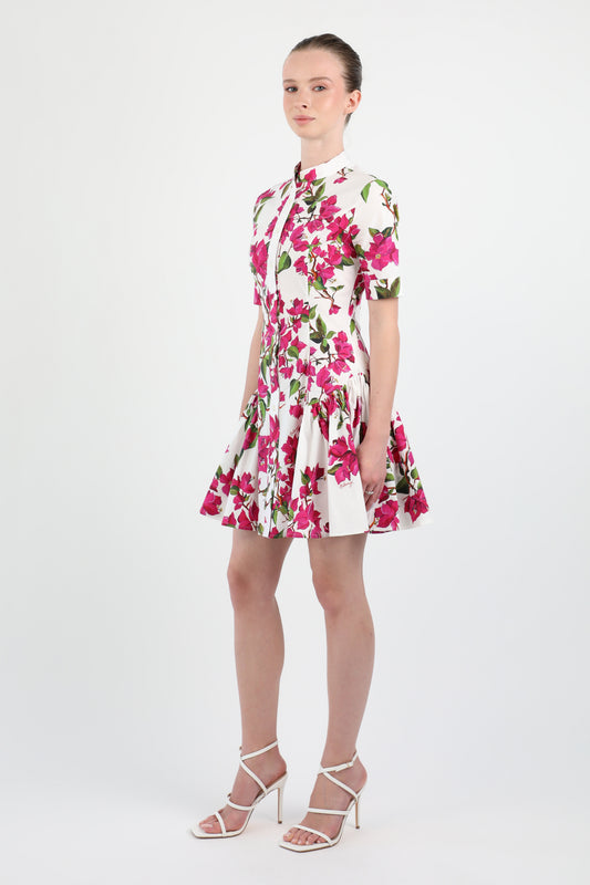 Bougainvillea Cotton Stretch Poplin Mini Dress