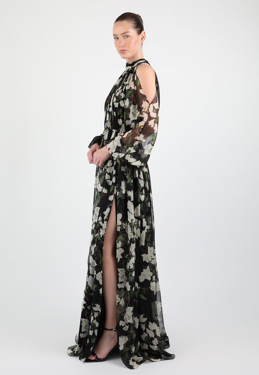 Silk Chiffon Bougainvillea Gown