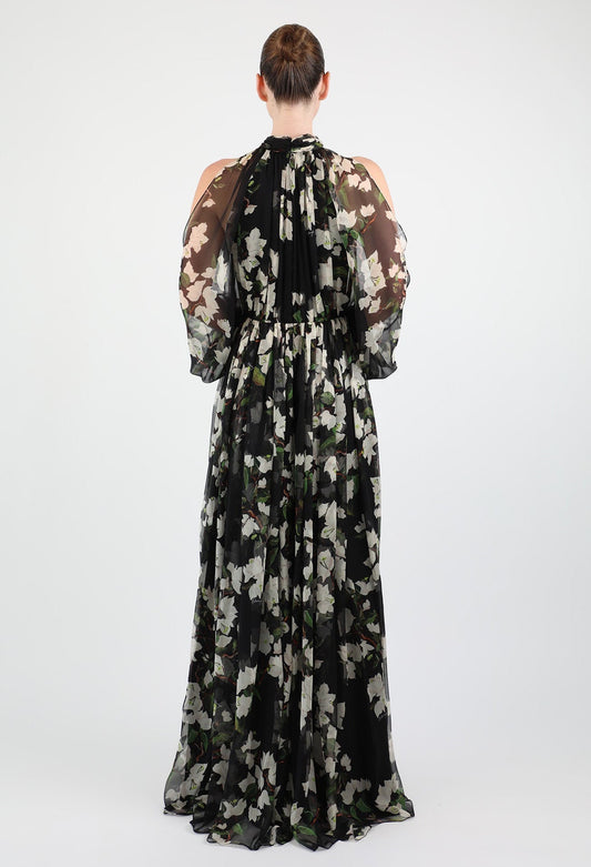 Silk Chiffon Bougainvillea Gown