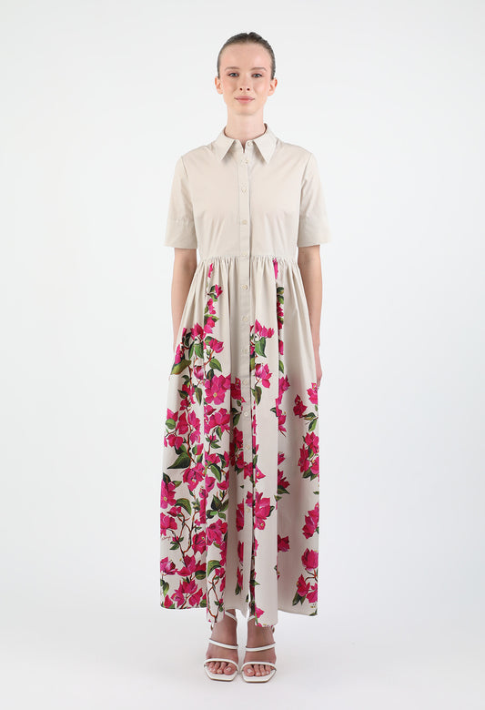 Bougainvillea Cotton Poplin Dress