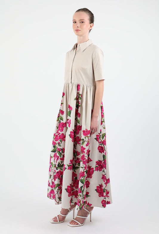 Bougainvillea Cotton Poplin Dress