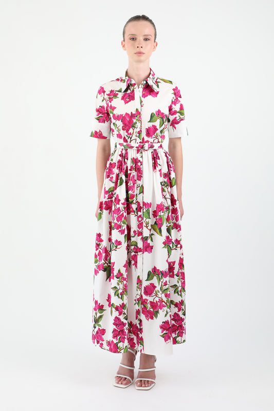 Bougainvillea Cotton Poplin Dress