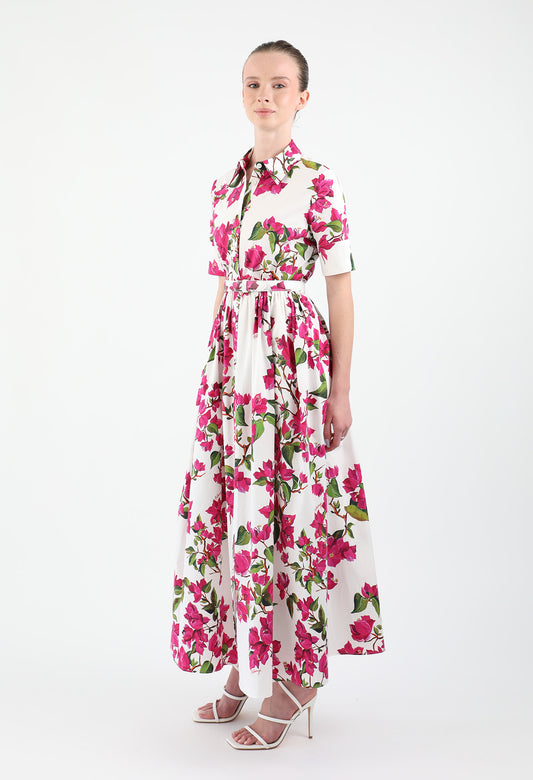 Bougainvillea Cotton Poplin Dress