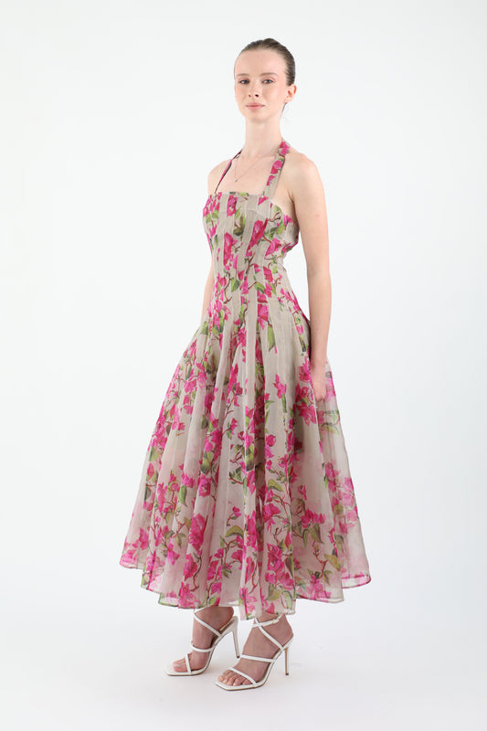 Bougainvillea Silk Blend Gazar Insert Dress
