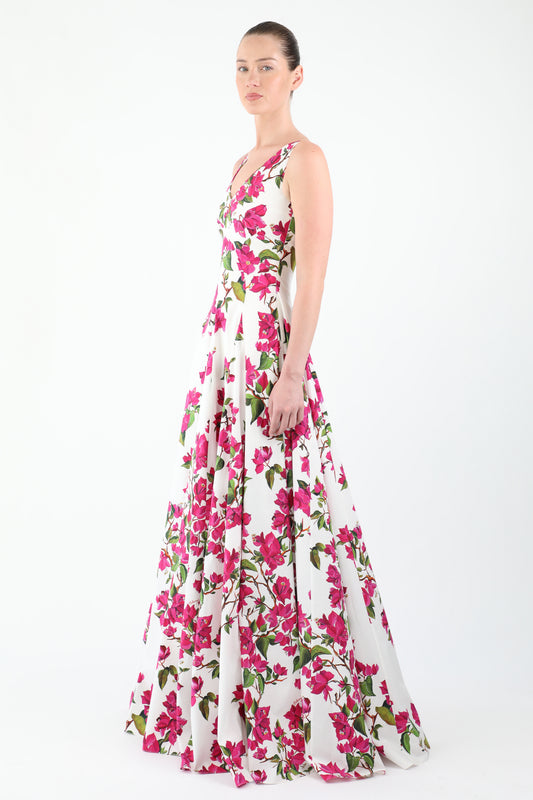 Bougainvillea Cotton Stretch Poplin Gown