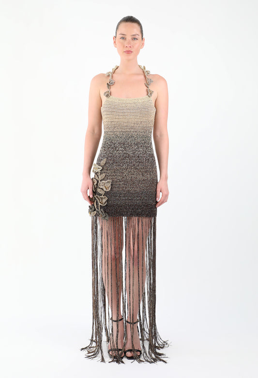Gradient Crochet Fringe Dress