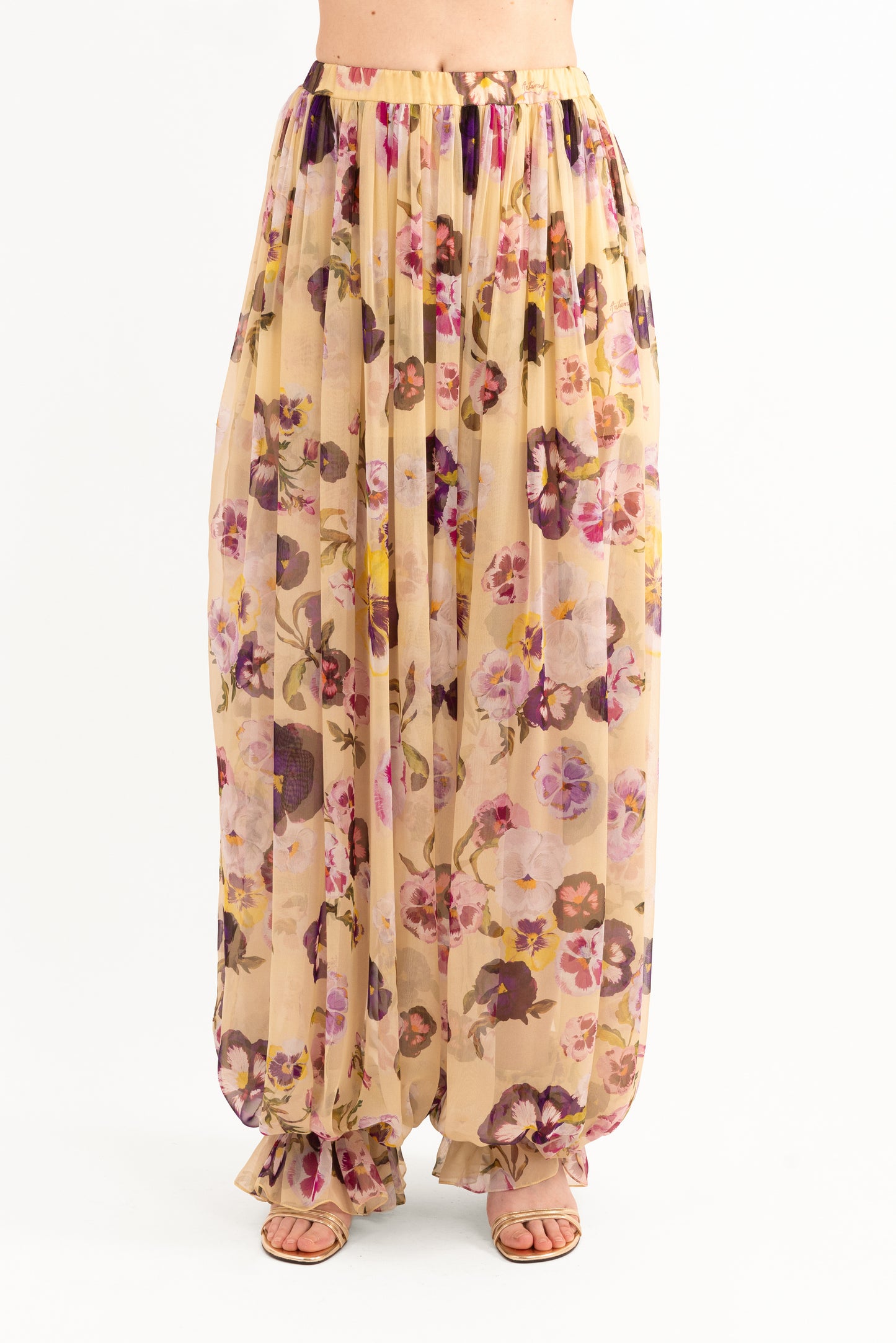 Pansy Silk Chiffon Pants