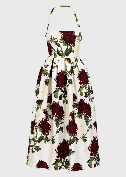 Chrysanthemum Faille Cocktail Dress