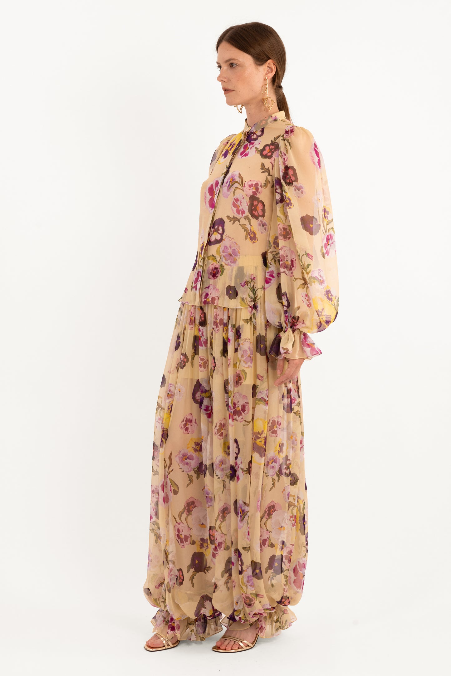 Pansy Silk Chiffon Pants