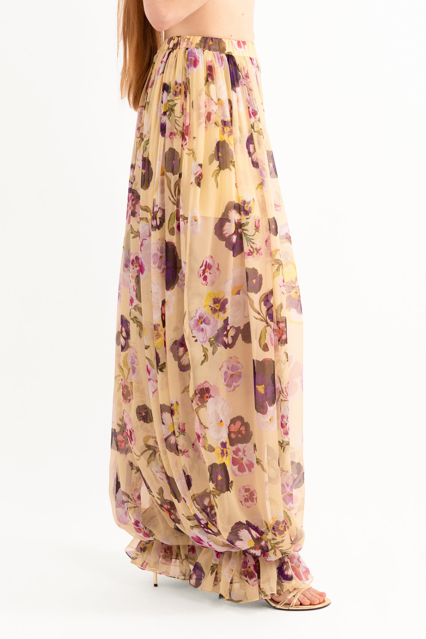 Pansy Silk Chiffon Pants