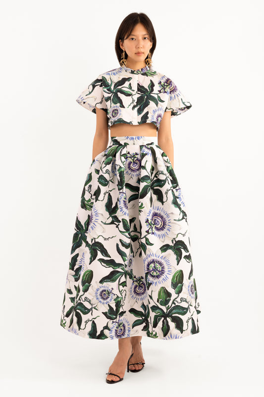 Passion Flower Cotton Poplin
Crop Shirt