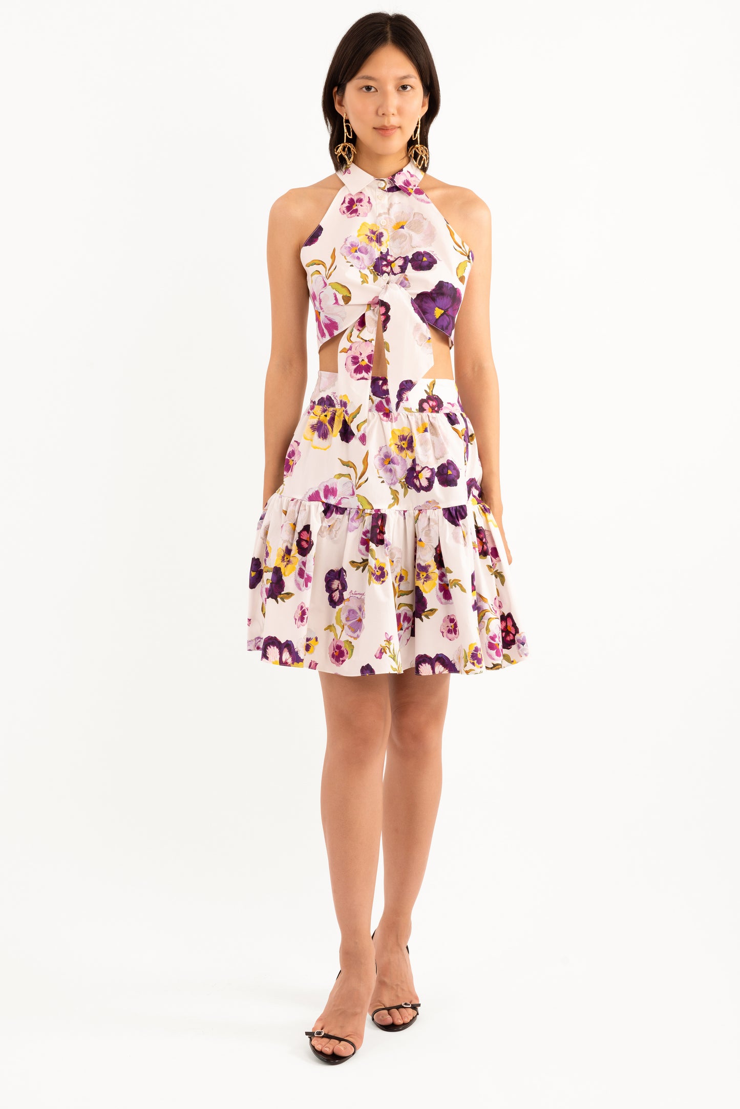 Pansy Cotton Poplin 
Tied Shirt