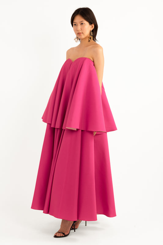 Fuchsia Strapless Faille  Gown