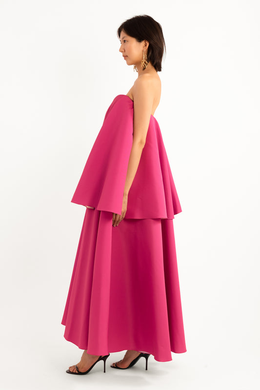 Fuchsia Strapless Faille  Gown