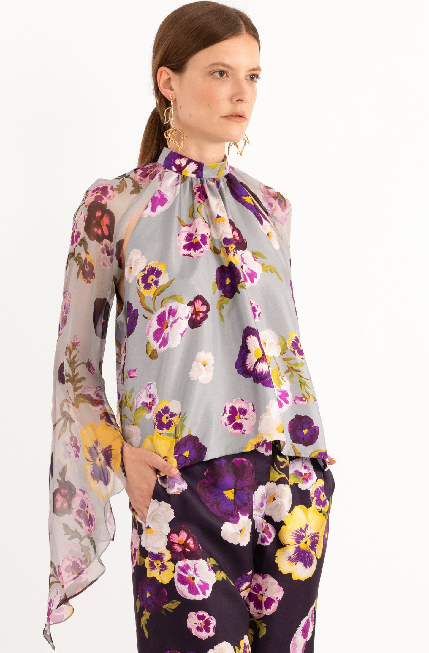 Silk Twill & Chiffon 
Blouse