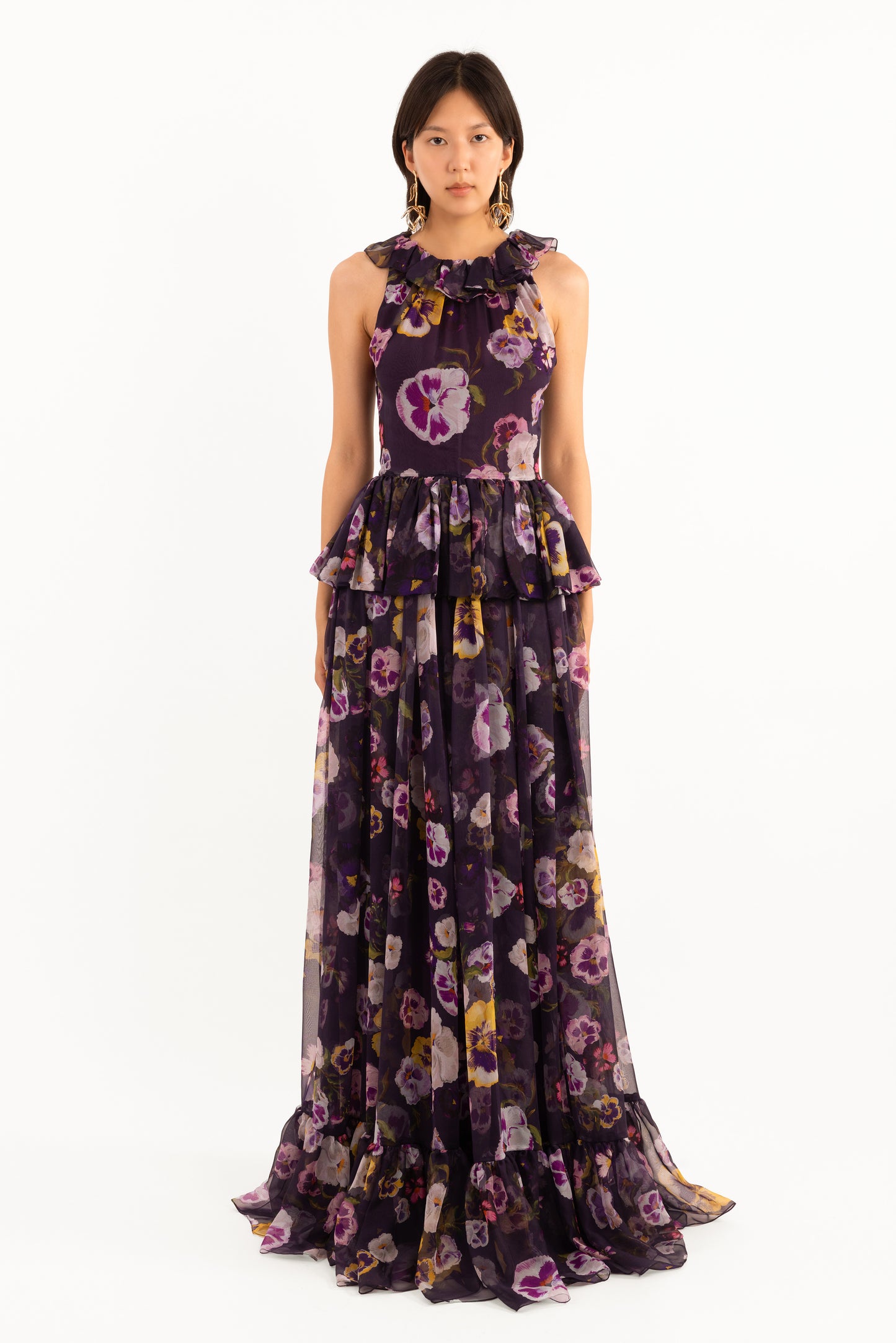 Pansy Silk Chiffon Gown