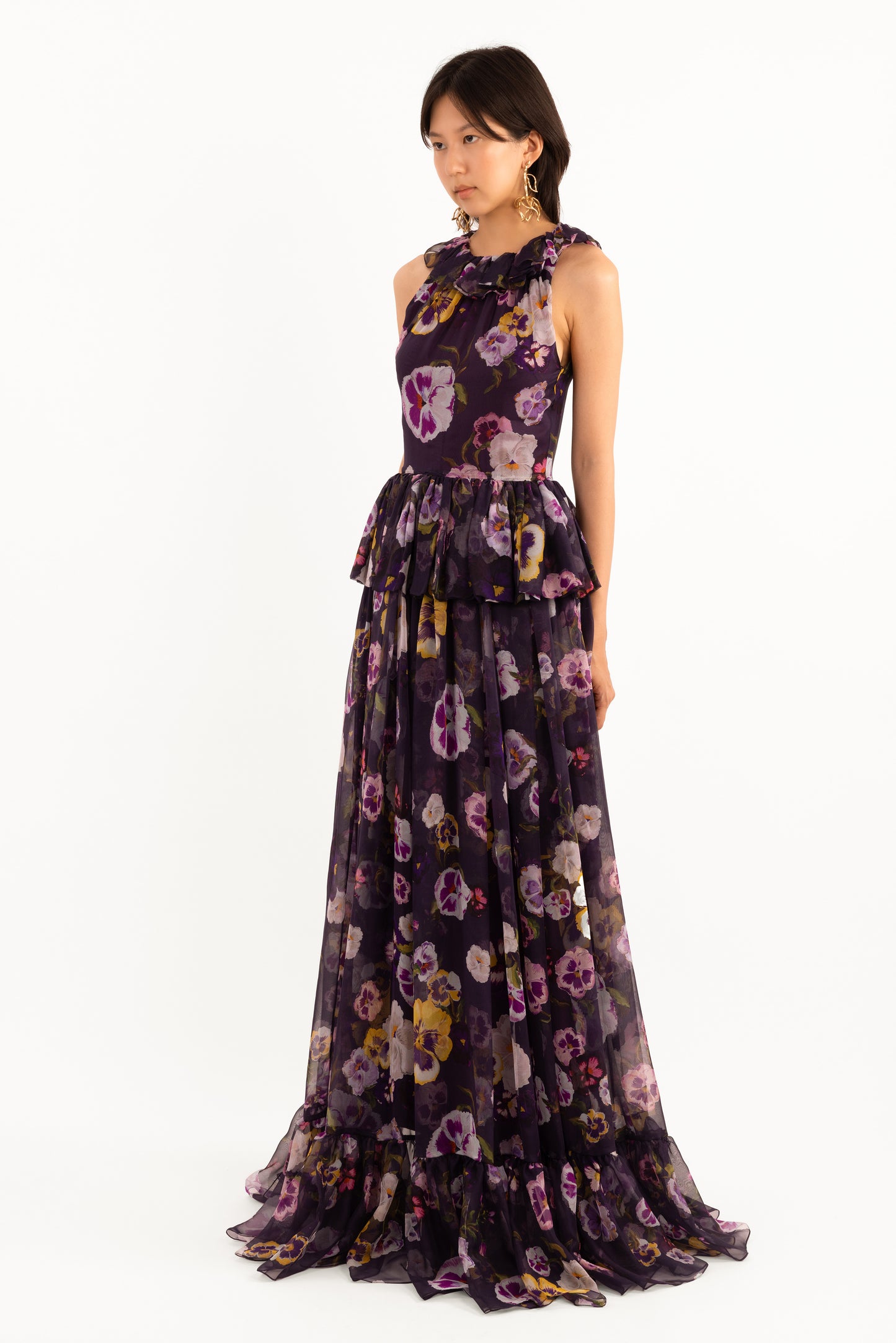 Pansy Silk Chiffon Gown