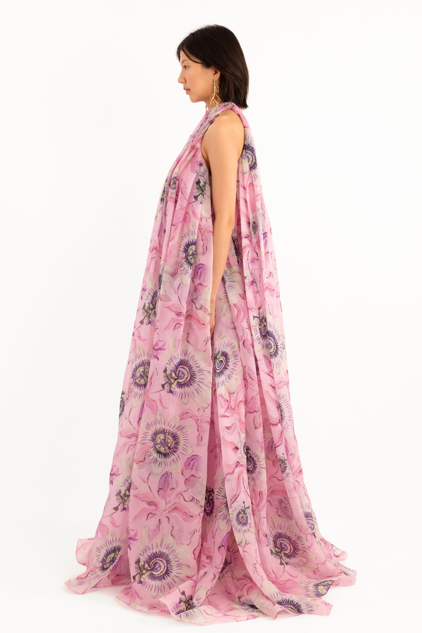 Passion Flower Silk-Blend Gazar Gown