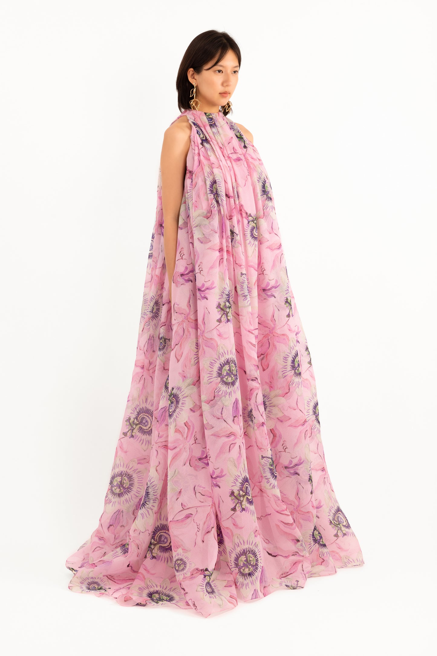 Passion Flower Silk-Blend Gazar Gown
