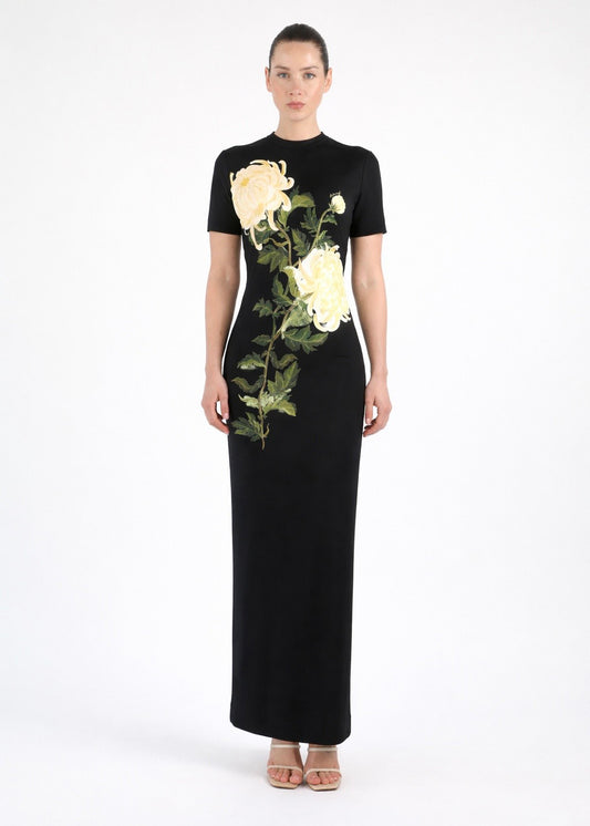Chrysanthemum Long Jersey Dress